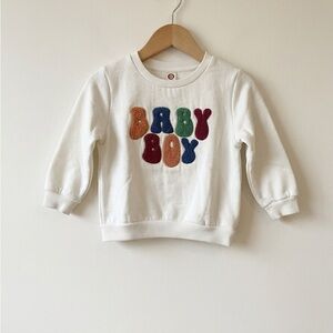 Size 18-24M pullover kids White Sweatshirt with Colorful 'Baby Boy' Appliqué